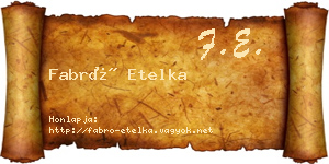 Fabró Etelka névjegykártya